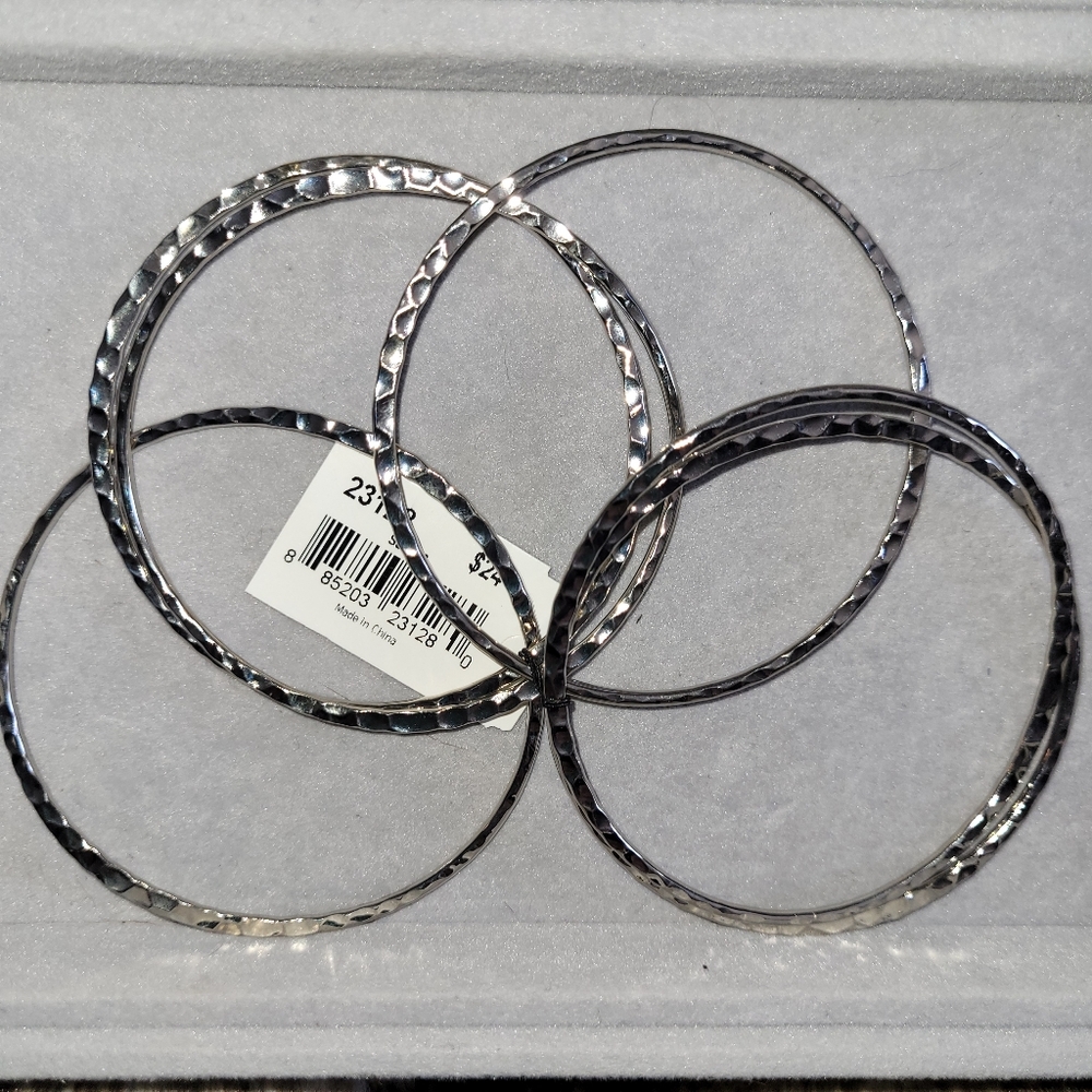 Cookie Lee 6-Pack Bracelet Set NWT SILVER TONE